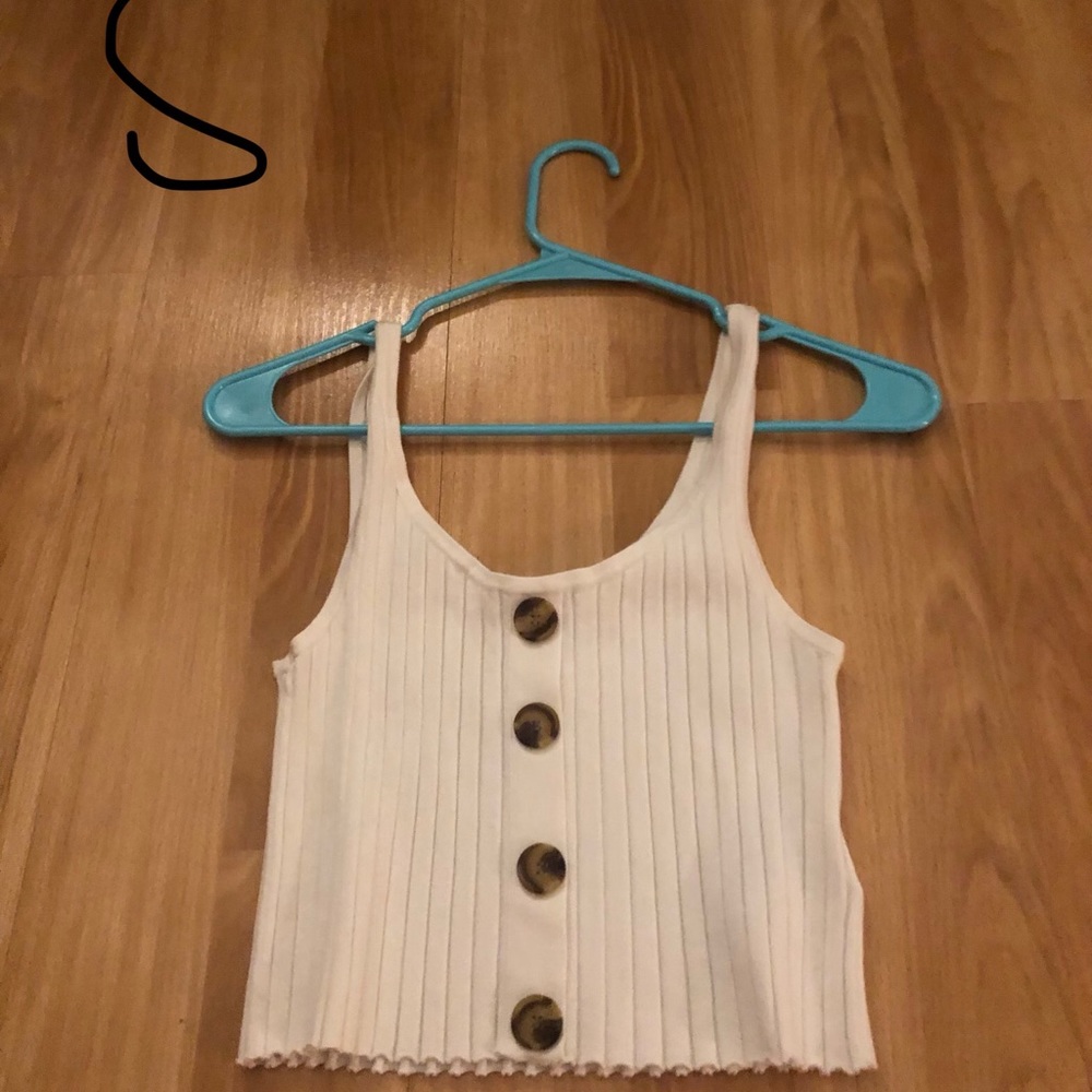 white “crop” buttoned tank top